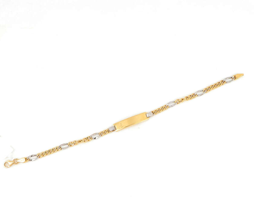 Bracciale uomo in oro giallo e bianco 18 kt con targhetta  BRACC625  Bracciali