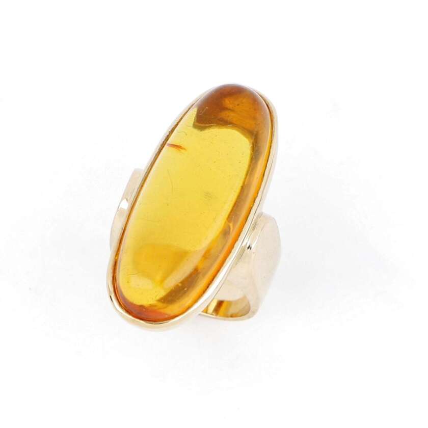 Anello Anni 80 in Oro Giallo 18 Kt con Ambra Baltica Naturale ref. ZP-21-23B  Anelli