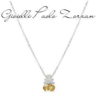 Collana in oro bianco 18kt con diamanti e pietra preziosa centrale CD681/CI-LB   Girocolli Orecchini a Lobo