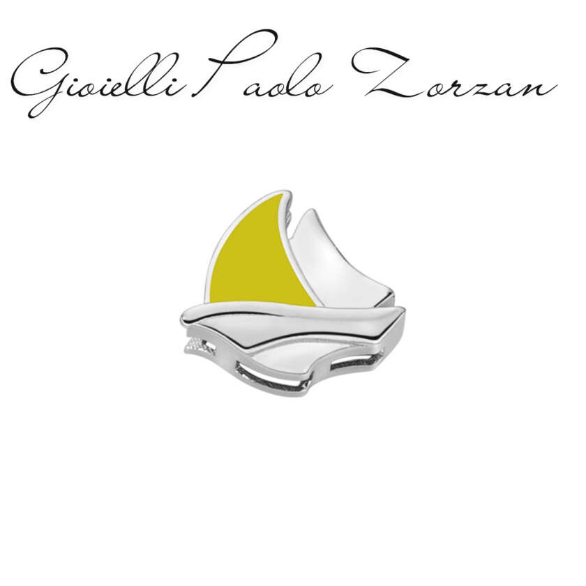 Elements donna oro Barca a vela in oro bianco e smalto giallo ECF10258  Elementi per Bracciali