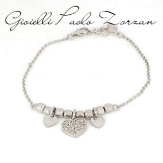 Bracciale con cuore pendente in argento e zirconi CZNEW-121  Bracciali a Maglia