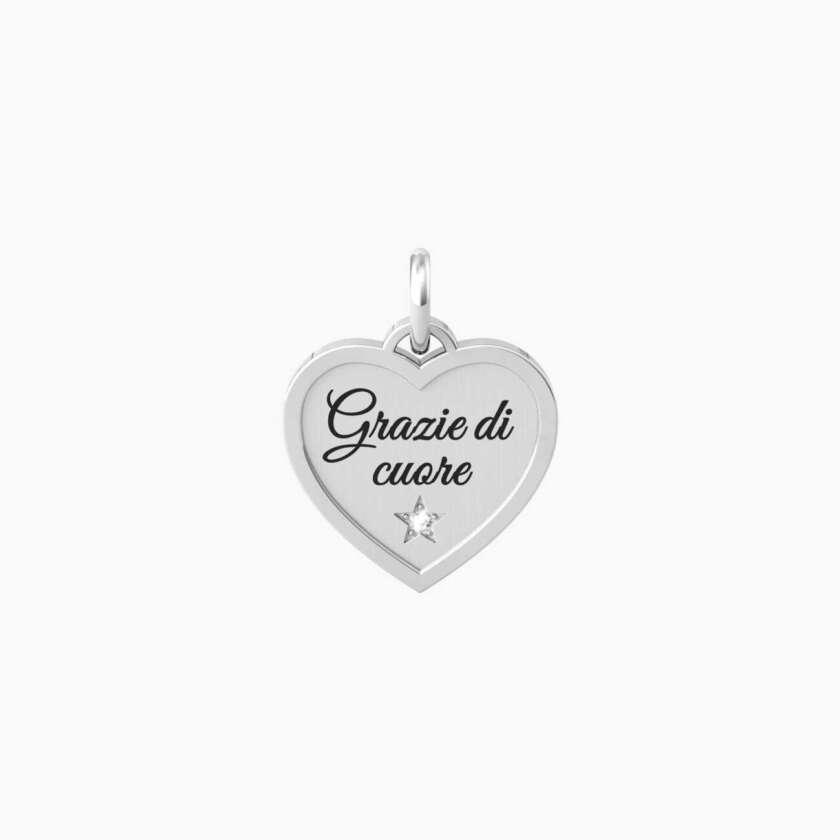 Ciondolo Kidult con scritta grazie di cuore Cuore grazie 741037