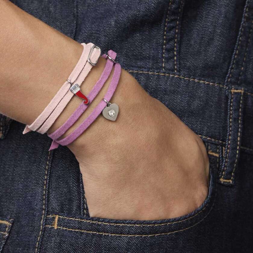 Choker-bracciale kidult componibile in camoscio rosa Skinny 751237   Bracciali Girocolli