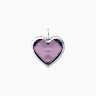 Ciondolo kidult grande a cuore in glass viola Energia vita 741088  Elementi per Bracciali