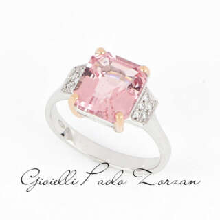 Anello In Oro con Morganite Naturale ct 3.52 e Diamanti ref. ANPZ355  Senza categoria