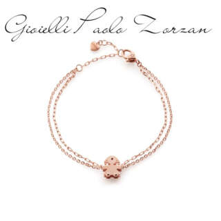 Bracciale le bebe' I Classici con sagoma bimba in oro rosa e diamante 366  Bracciali a Maglia