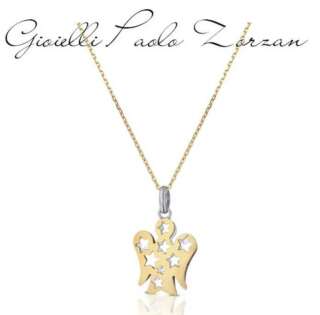 Collana Roberto Giannotti Con Pendente Angelo con Stelle Double Face In Oro Bianco E Giallo NKT318  Girocolli