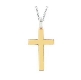 Collana con catena in oro bianco e croce in oro giallo lucido 18kt CEA2472-LO  Gioielli per bambini