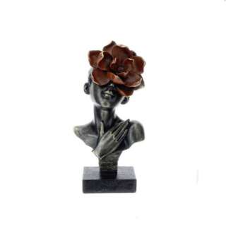 Busto Hervit Dahlia Resina Bronzo/Rosso 31Cm 29456   Bomboniere Regalistica