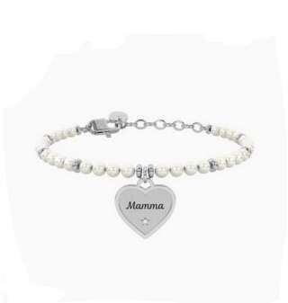 Bracciale kidult perle con ciondolo cuore per mamma Cuore mamma ti voglio felice 732340  Bracciali a Sfere