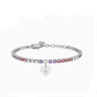 Bracciale kidult tennis rosa e viola con cuore Cuore amore 732322  Bracciali Tennis