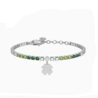 Bracciale kidult tennis verde con quadrifoglio Quadrifoglio buona fortuna 732324  Bracciali a Maglia