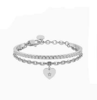 Bracciale kidult tennis e catena forzatina con cuore Cuore grazie 732333  Bracciali a Maglia