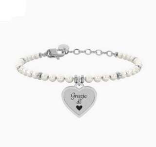 Bracciale kidult perle con ciondolo cuore grazie Cuore grazie 732339  Elementi per Bracciali