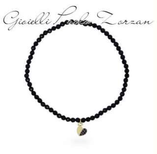 Braccialetto Rue des mille cuore diamanti black e spinello elastico ORO18KT 18K-BRP K8 DNCUO  Bracciali a Sfere