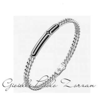 Bracciale grumette Zancan in argento con targa e pietra nera ESB087  Bracciali