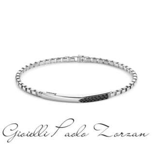 Bracciale Zancan in argento con targa e pietre nere EXB820  Bracciali