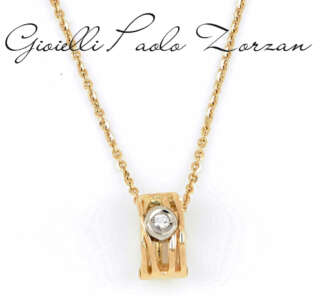 Collana in oro giallo e bianco con brillante PZRZ003  Girocolli